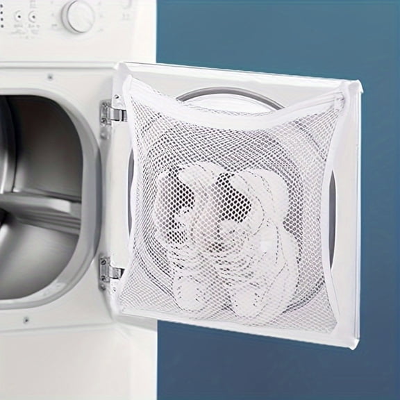 Honeycomb Mesh Shoe Washing and Drying Bag for Washer Dryer Polyester Laundry Bag with Hook and Loop Straps for Sneakers and Trainers 8x6 inches