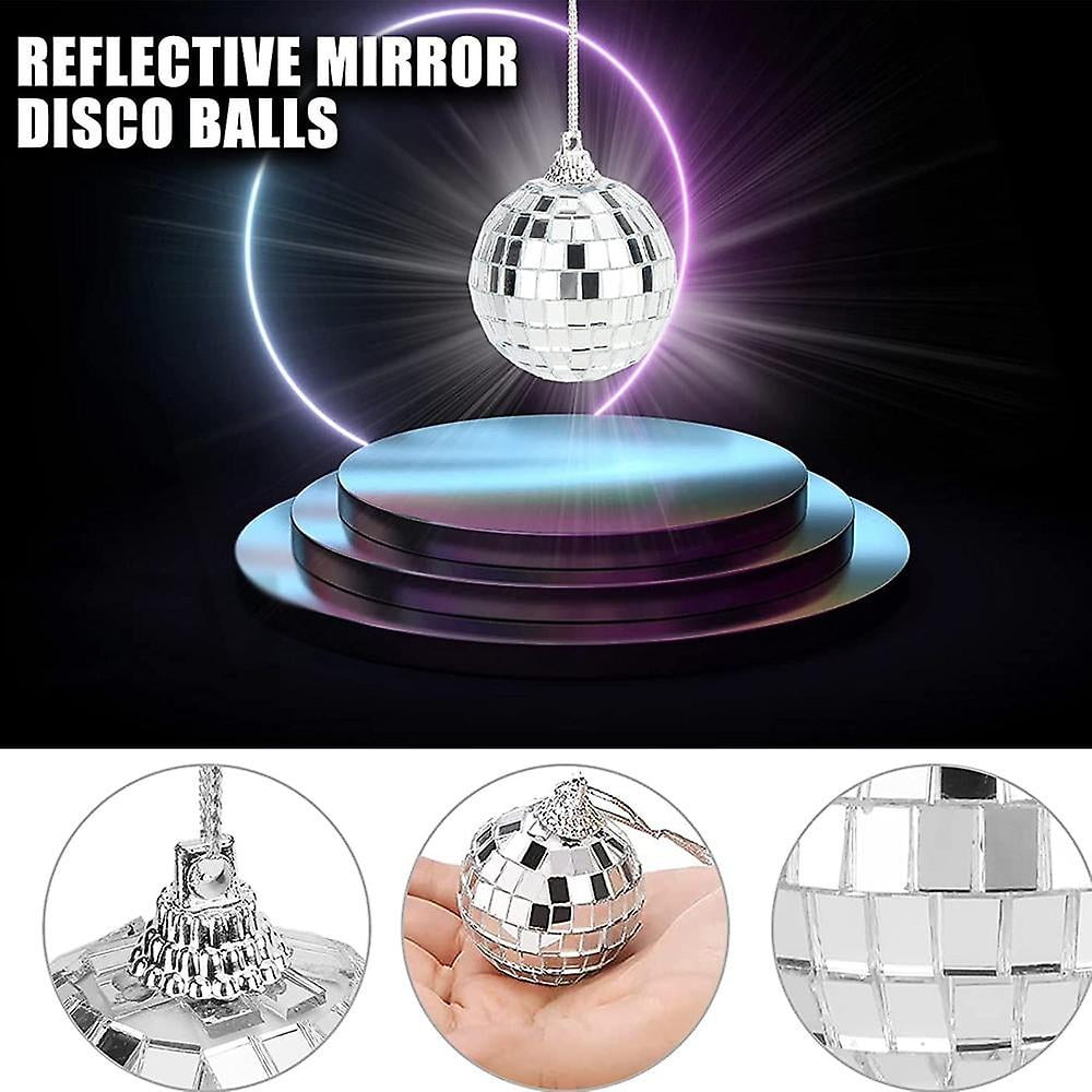 Silver Disco Reflective Mirror Xmas Balls Easy To Hang For