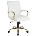 thumbnail image 3 of Emma + Oliver Mid-Back White LeatherSoft Executive Swivel Office Chair with Gold Frame/Arms, 3 of 12