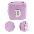 thumbnail image 4 of Unique Bargains 1 Pc Letter D Pattern Makeup Bag for Travel Pink Purple Corduroy, 4 of 6