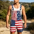 thumbnail image 2 of American Flag Overalls Men Shorts Loose Fit Festival Jumpsuits Patriotic Work Bibs Coveralls Casual Outdoor Summer Fourth of July Clothes, 2 of 5