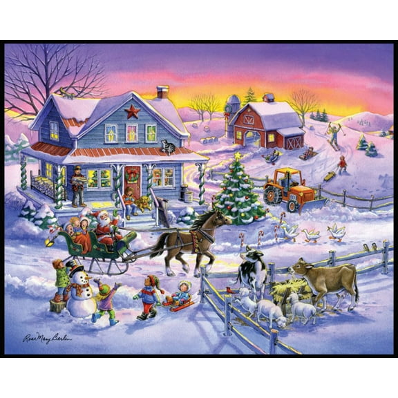 Country Christmas Panel Cotton Fabric