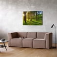 thumbnail image 3 of VELVET Morning Sunlight Forest Wall Art Nature Scenery Pictures Wall Decor Sunrise Woodland Painting for Living Room Rustic Green Grass Scenic Photography Prints Canvas Decoration 24x20inch Framed, 3 of 6