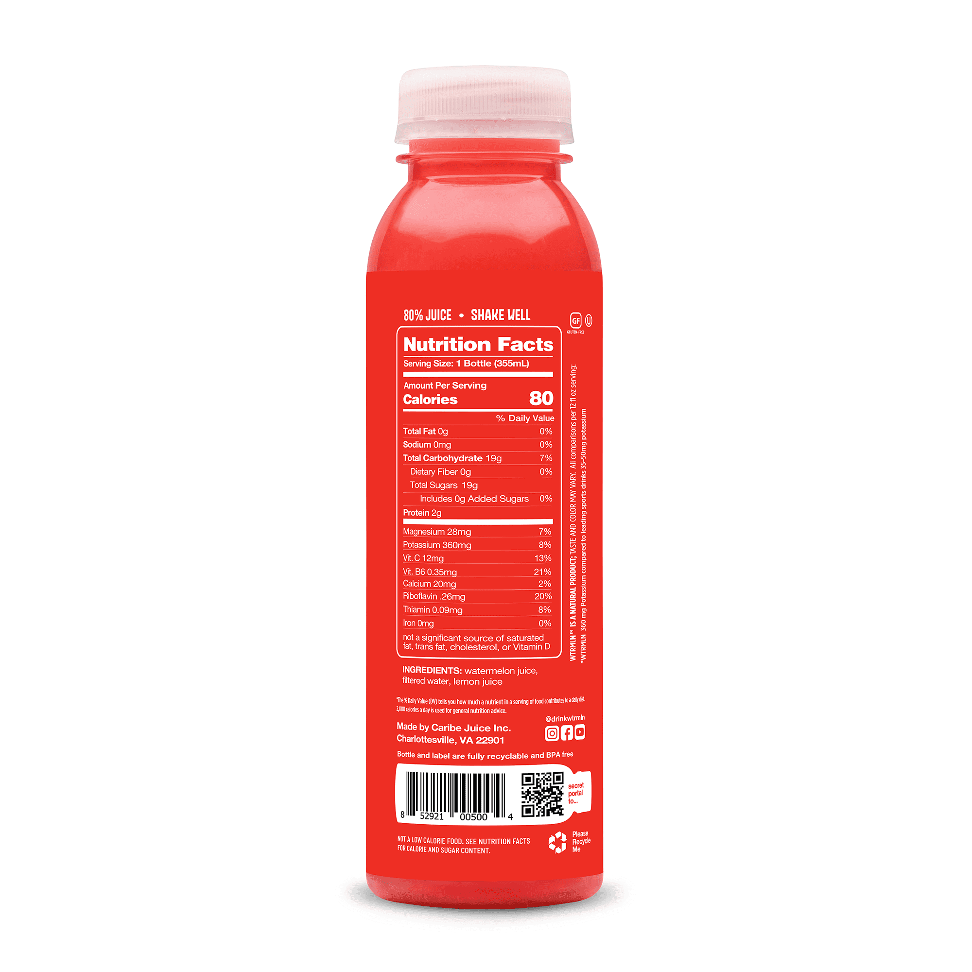 WTRMLN Watermelon Water 12oz Hydration Natural Electrolytes