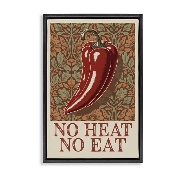 Stupell Industries No Heat or Eat Pepper Black Framed Floater Canvas Wall Art, design by Andreas Magnusson