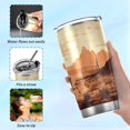 thumbnail image 6 of SKYSONIC Western Desert Cowboy Tumbler Stainless Steel Double Wall Vacuum Reusable Insulated Mug with Straw and Built-in Coaste for Cold and Hot Beverages, 20oz, 6 of 7