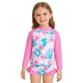 thumbnail image 3 of Girls Swimsuit 3 Piece Cover Up Kids Two Piece Floral Scale Print Top Shorts Kids Set, 3 of 9