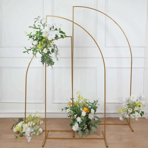 Efavormart 6ft Gold Metal Wedding Arch Chiara Backdrop Stand, Half Moon Floral Frame Arbor Display