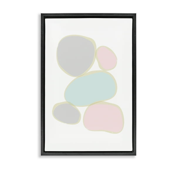 Stupell Industries Minimal Pastel Pebbles Abstract Painting Black Floater Framed Canvas Art Print Wall Art, 17 x 25