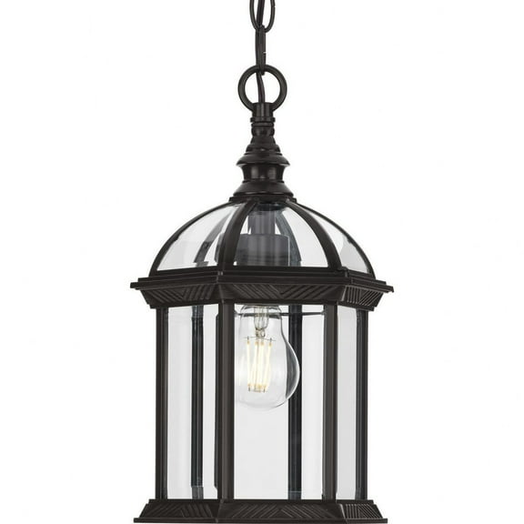 Progress Lighting Dillard 1-Light Outdoor Post Lantern in Antique Bronze, Clear Beveled Glass, Aluminum Material
