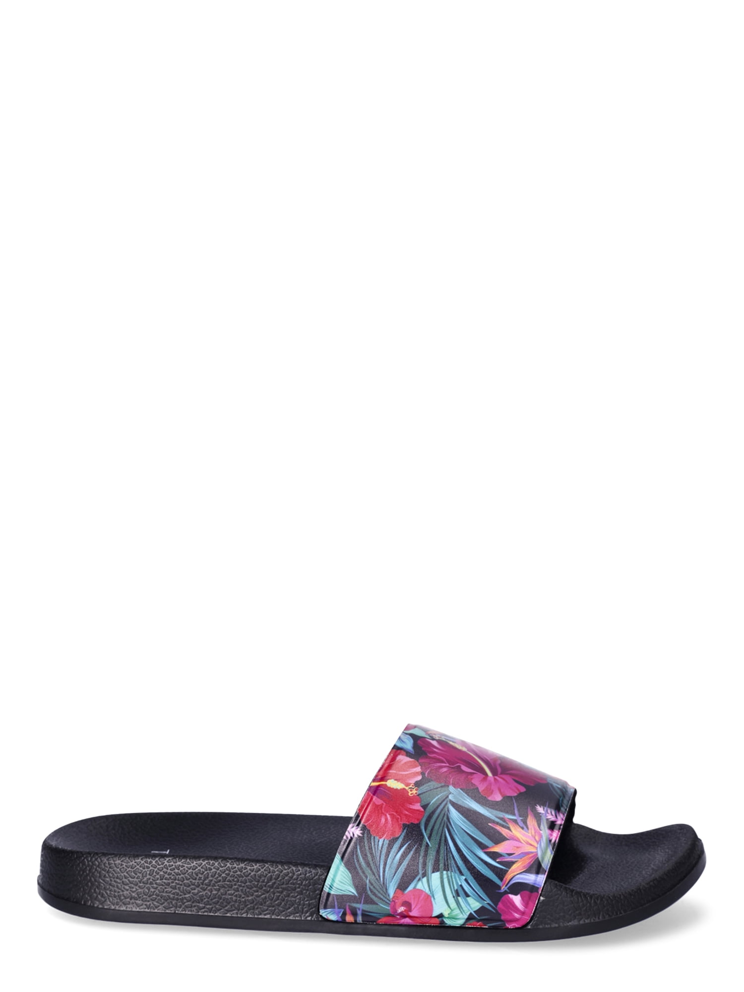 Time and Tru Women's Floral Slide Sandals, Sizes 6-11