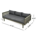 thumbnail image 3 of GDF Studio Bordeaux Slat Panel Acacia Wood Outdoor 3-Seater Daybed with Cushions, Grey, 3 of 8