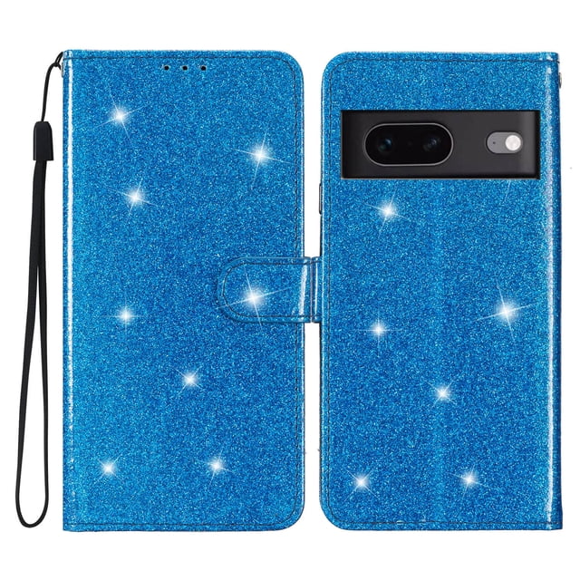 Compatible with Google Pixel 7 Sparkling Glitter Wallet Case with Card Pocket Flip Cover