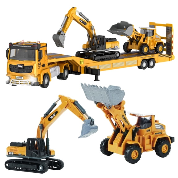 JUGAAD LIFE Alloy Construction Vehicles Truck Toy Playsets with Excavator & Bulldozer, Engineering Toys for 3 4 5 6 Years old Boys Kids Toddlers