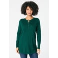 thumbnail image 2 of Roaman's Women's Plus Size Drop Needle Henley Lightweight Sweater Knit, 2 of 5