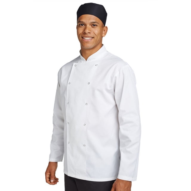 Dennys - Chaqueta de chef económica de manga larga para adultos unsiex (Blanco)