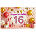 thumbnail image 5 of Sparkly Glittery 16th Birthday Banner Background with Balloons Stars and Gifts Party Supplies Photography Props for Birthday Party Celebrations Decorations Happy Birthday Event Backdrop, 5 of 8