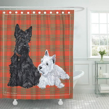 CYNLON Maggie Scottie and Westie Terrier Ross Dogs Scottish Dogthrow Bathroom Decor Bath Shower Curtain 60x72 inch