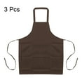 thumbnail image 3 of Uxcell 3pcs Kitchen Cooking Aprons 75x65cm Polyester Artist Painting Apron with 2 Pockets for Women Men Chef, Brown, 3 of 5