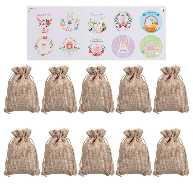 CIMAXIC Easter 1 Set Easter Gift Linen Drawstring Bags Candy Bags Portable Presents Bags,3.94"X5.51"X0.04"