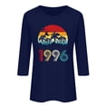 thumbnail image 4 of HOMBOM Womens T-Shirts Graphic Graphic Tees 3/4 Sleeve Blue Casual Retro 1996 Print Crew Neck Tops for Ladies Summer, 4 of 4