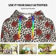 thumbnail image 4 of Daiia Leopard Print Rose Pattern Women's Fashion Hoodies & Sweatshirts with Kangaroo Pocket Hooded Sweatshirt with Eye-catching Drawstrings-X-Large, 4 of 7