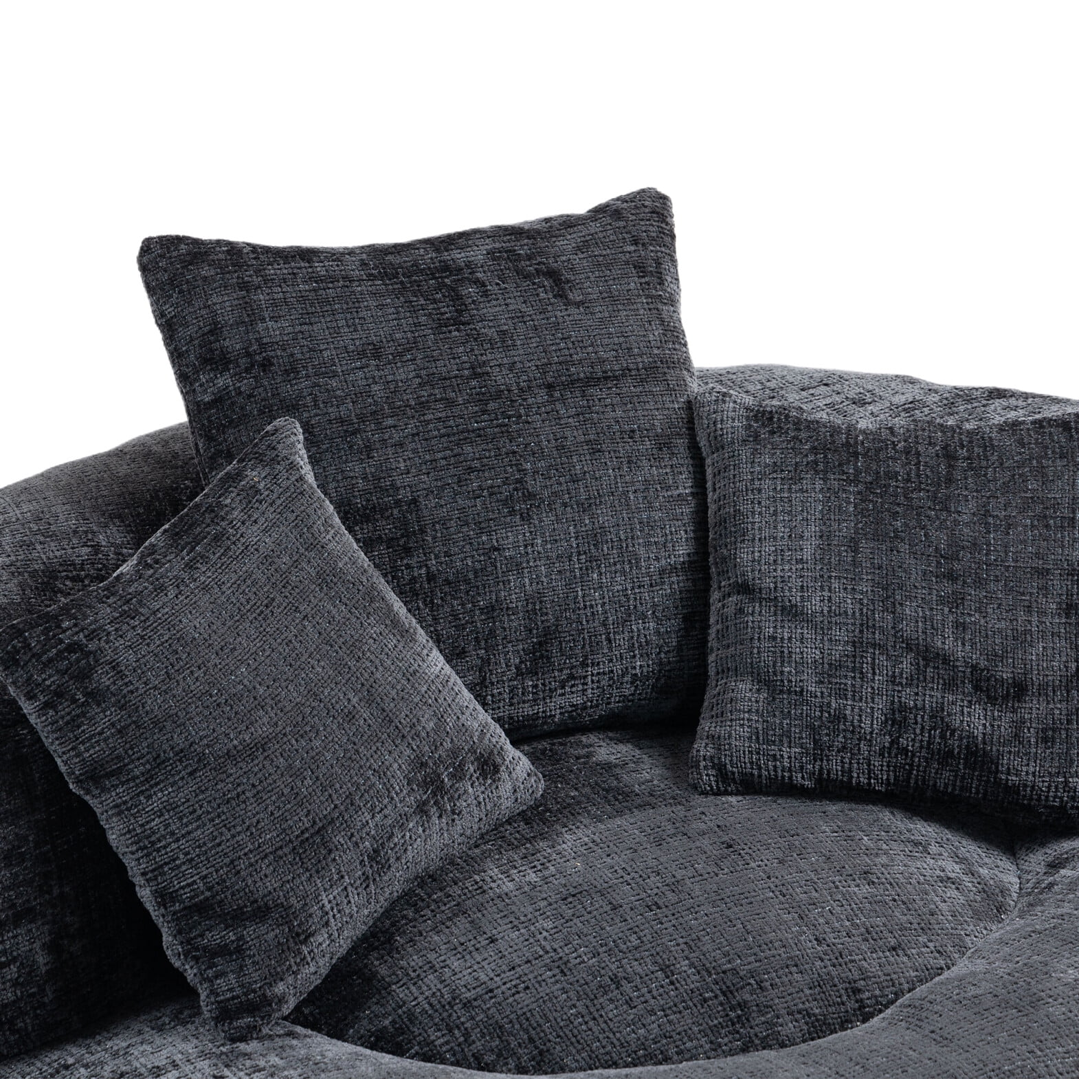 Oversized Chenille Bean Bag Chair for Adults & Kids, Indoor & Outdoor Lazy Bean Bag Sofa with Wrap-Around Backrest & Pillows for Bedroom, Living Room, Playroom, 42.52''x42.52''x20.47'', Black