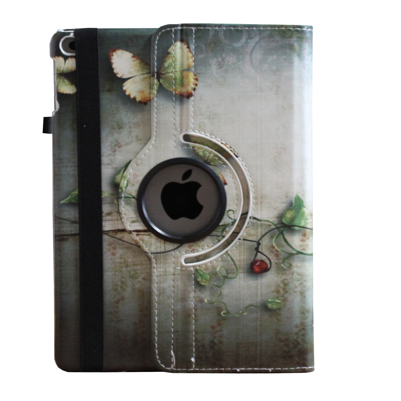 JYtrend Smart Case for iPad 5th / 6th Generation with Pencil Holder, Rotating Stand Magnetic Auto Wake Up/Sleep Cover for 2017 / 2018 iPad 9.7 Model A1893 A1954 A1822 A1823 (Butterfly Flower)