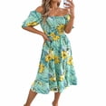 thumbnail image 4 of NTACZA Summer Dresses Hawaiian Sundress Casual Tropical Palm Tree Midi Short Sleeve Scoop Neck Elastic Waist A-Line Beach Size L, 4 of 5