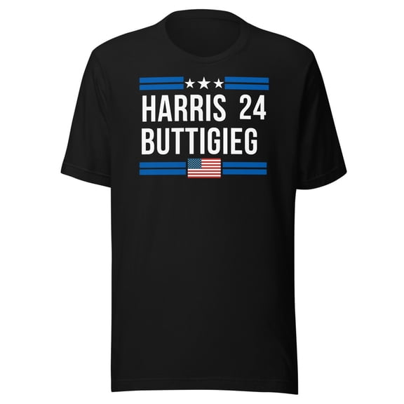 Harris Buttigieg 2024 Shirt, Unisex, Kamala Harris and Pete Buttigieg Campaign Shirt, Kamala Harris 2024 T-Shirt, President Harris 24 (Black, S)