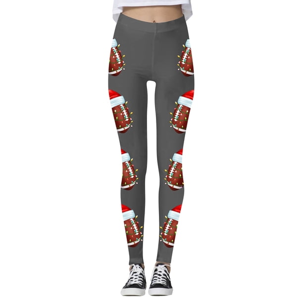 WILLBEST Leggings Deportivos de Compresión con Estampado Navideño de Fútbol para Mujer, Pantalones de Yoga para Entrenamiento Físico, Correr, Deportes Chica