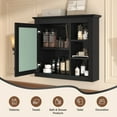 thumbnail image 4 of Gzxs Bathroom Cabinet Wall Mounted with Single Mirror Door, Wood Hanging Cabinet with Adjustable Shelf and Open Compartments, Over The Toilet Wall Cabinet for Laundry Kitchen (Black), 4 of 9