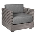 thumbnail image 2 of Vivid Outdoor Patio Chair in Gray Eucalyptus Wood with Gray Olefin Cushions, 2 of 25