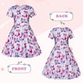 thumbnail image 5 of Benylion Girls Dresses Pajamas Summer Sundress Kids Short Sleeve School Casual A Line Twirly Skater Cat Dress for 5-6 Years, 5 of 7