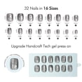 thumbnail image 5 of VSALON Press on Nails Short Square - Gray Glass Cat Eye Shimmer 3D Silver Art Design Glue on Nails, Reusable Opaque Gel Fake Nails Gifts for Women - 32 PCS in 16 Sizes with Glue & Cuticle Oil, 5 of 7