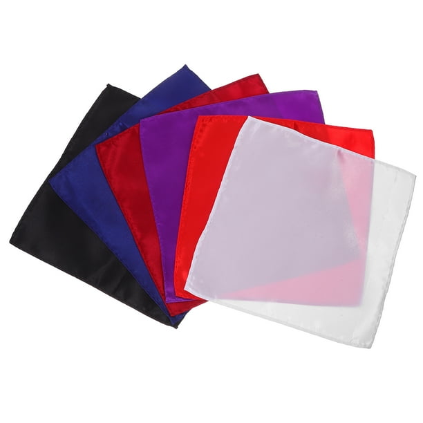 Pañuelos de bolsillo para traje de hombre, juego de 6 unidades (rojo brillante, rojo vino, negro, blanco, morado y azul marino).