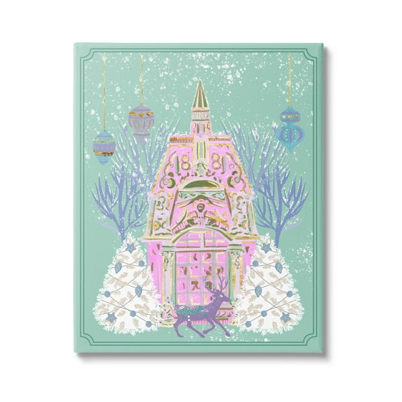 Stupell Industries Pastel Holiday Snowy Architecture Graphic Art Gallery Wrapped Canvas Print Wall Art, Design by Melissa Wang