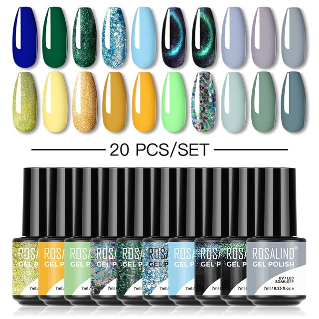 ROSALIND Gel Esmalte de Uñas Set 24 UNIDS Invierno Semi Permanente Gel Barniz Híbrido Necesita Base Top Coat Nails Art Kit de Esmalte de Uñas Tan Jianjun unisex