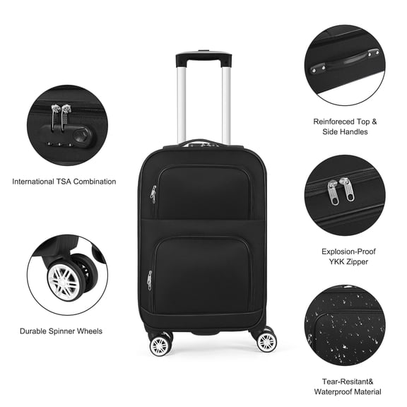 28‑Inch Soft Fabric Luggage Mystery Box, Random Color & Pattern Checked Suitcase with Spinner Wheels & Password Lock