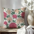 thumbnail image 4 of Vintage Floral Throw Pillow Covers 18x18 Inch Pink Flower Antique Rose Outdoor Summer Spring Decorations Decorative Throw Pillows Cases Set of 2 for Home Living Room Couch Decor, 4 of 6