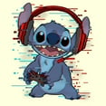 thumbnail image 2 of Mens Lilo & Stitch Red and Blue Gamer T Shirt, 2 of 4