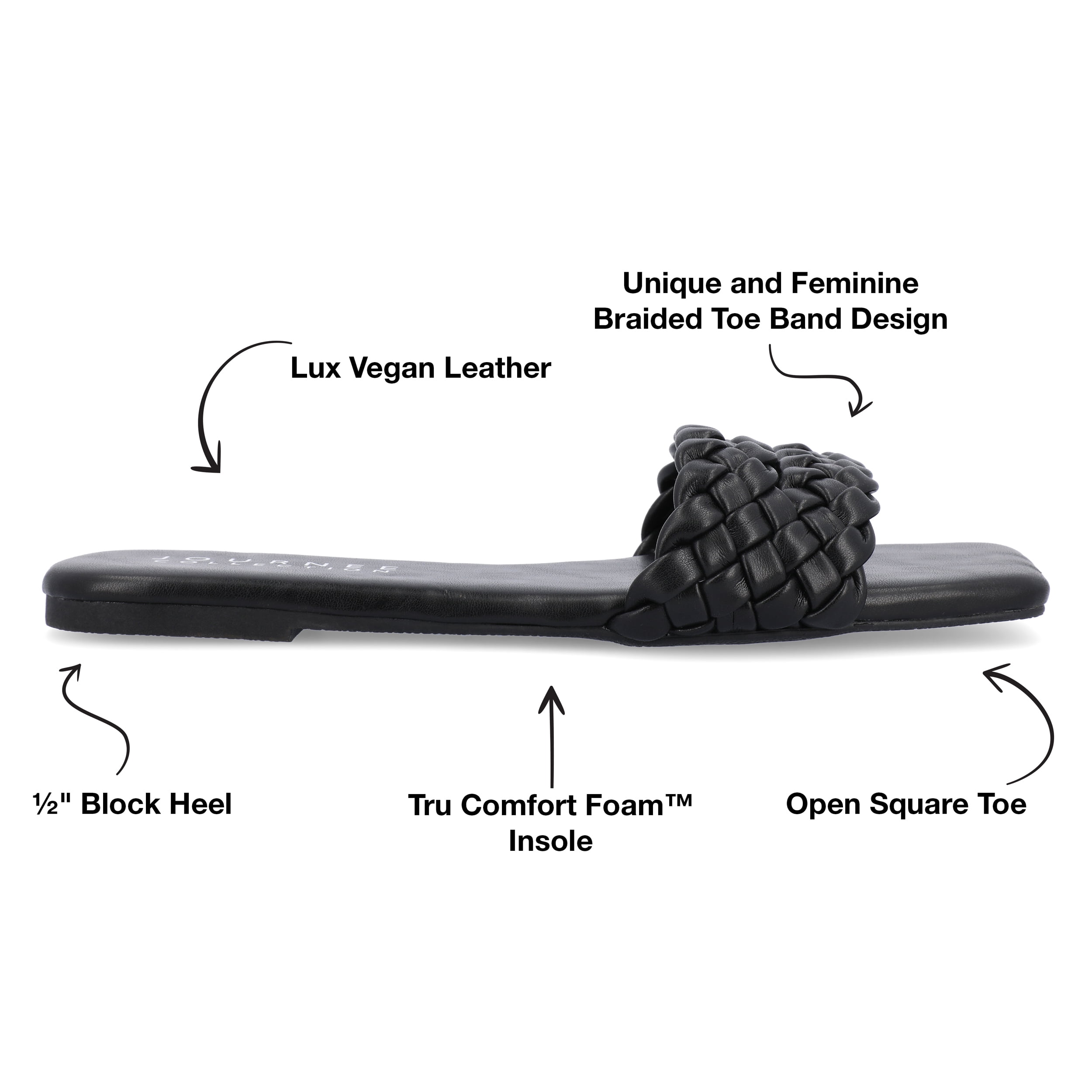 Journee Womens Sawyerr Dual Braided Band Flat Sandals, Widths Available