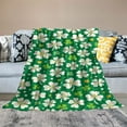thumbnail image 2 of COMIO Happy St Patrick' s Day Throw Blankets, Lucky Green Four Leaf Clover Gold Pattern Warm Cozy Bed Couch Blanket, Light Creen White Flannel Blanket and Throws to Decorate the Room and Bedroom, 2 of 6