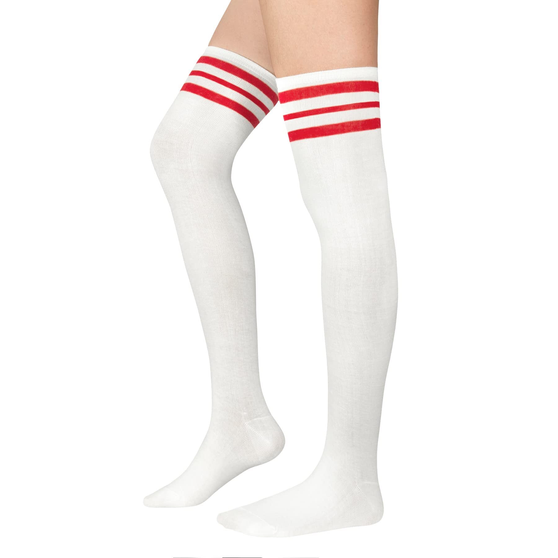 Zando Red Thigh High Socks for Women Over Knee Thigh Socks Halloween