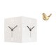 thumbnail image 1 of Reloj de pared moderno de doble cara con figura de pájaro dorado, silencioso, cuadrado, decorativo, para restaurante, tienda, hotel, oficina, sala de, 1 of 8