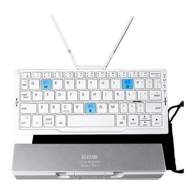 Mini teclado Bluetooth plegable con soporte para teléfono, teclado Bluetooth plegable de aleación de aluminio para tableta, para teléfono-B