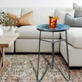 thumbnail image 5 of Wonder Garden Coastal Rust Resistant Metal Frame and Glass Top Round End Table, Blue, 5 of 7