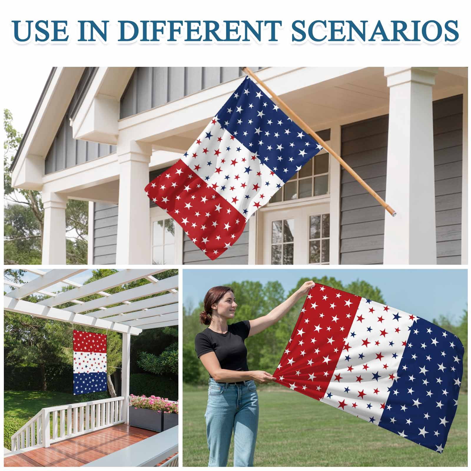 4th of July Flags for Outside 3x5 ft Patriotic Stars USA Flag Outdoor Flags Double Sided Grommets Red White and Blue Stripes Patio Yard Flag for Outdoor Party Porch Independence Day