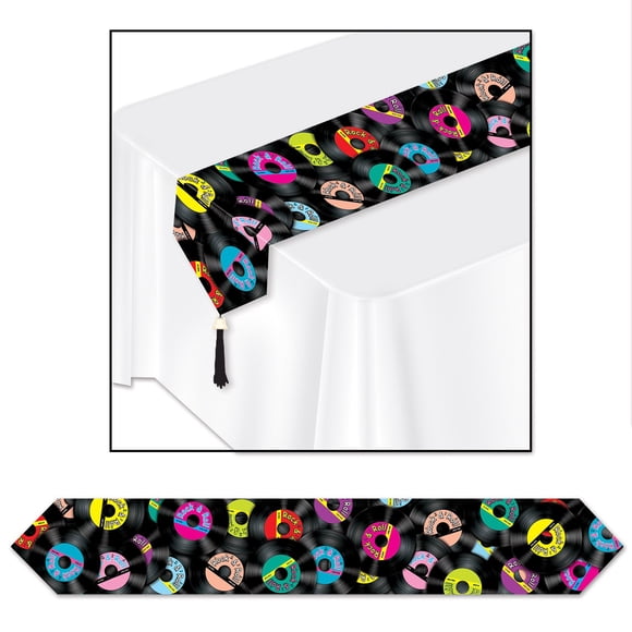 Disco impreso Table Runner Beistle Rock N Roll de los 50, 12 unidades