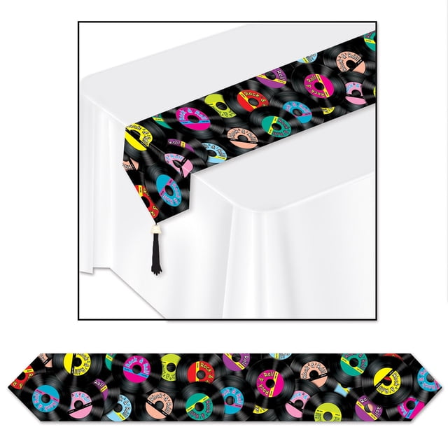 Disco impreso Table Runner Beistle Rock N Roll de los 50, 12 unidades